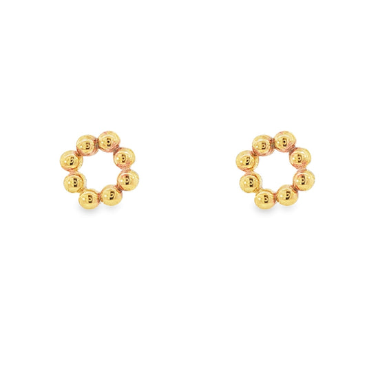 14K Yellow gold beaded circle earrings. Item J34608 - ABC Jewelry Co. 