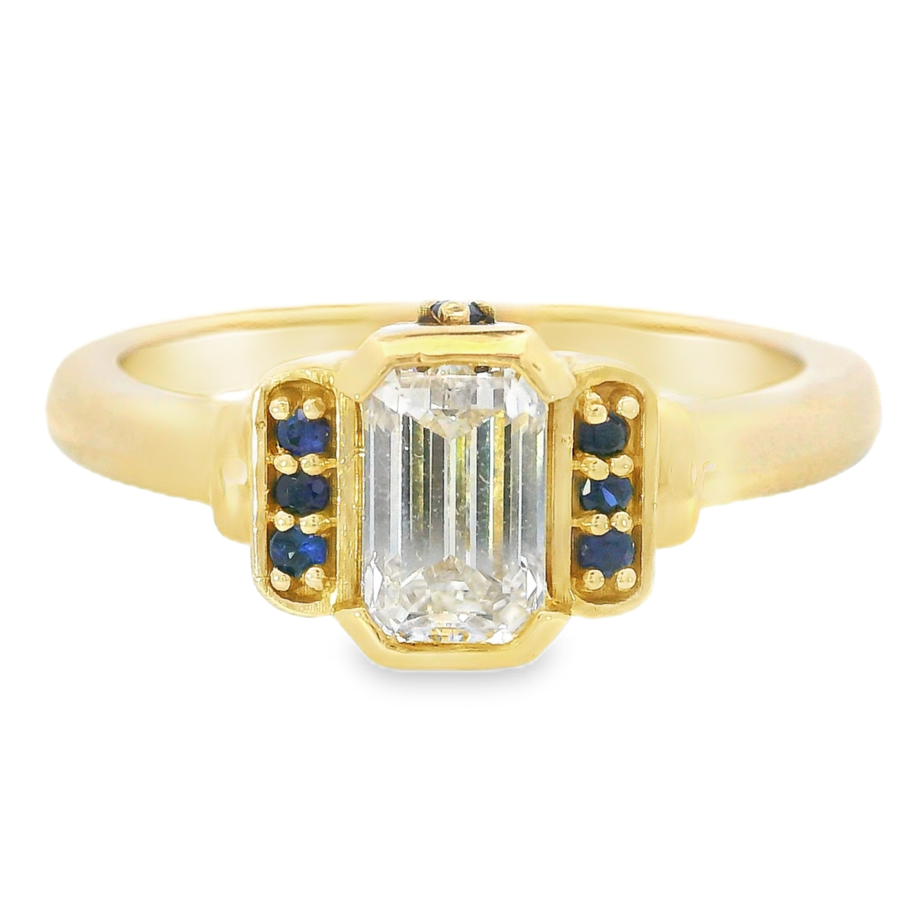 14K Yellow Gold - Emerald Cut Diamond Ring - J34812