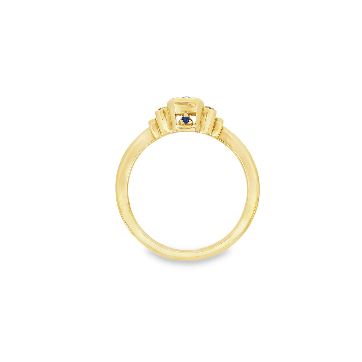 14K Yellow Gold - Emerald Cut Diamond Ring - J34812