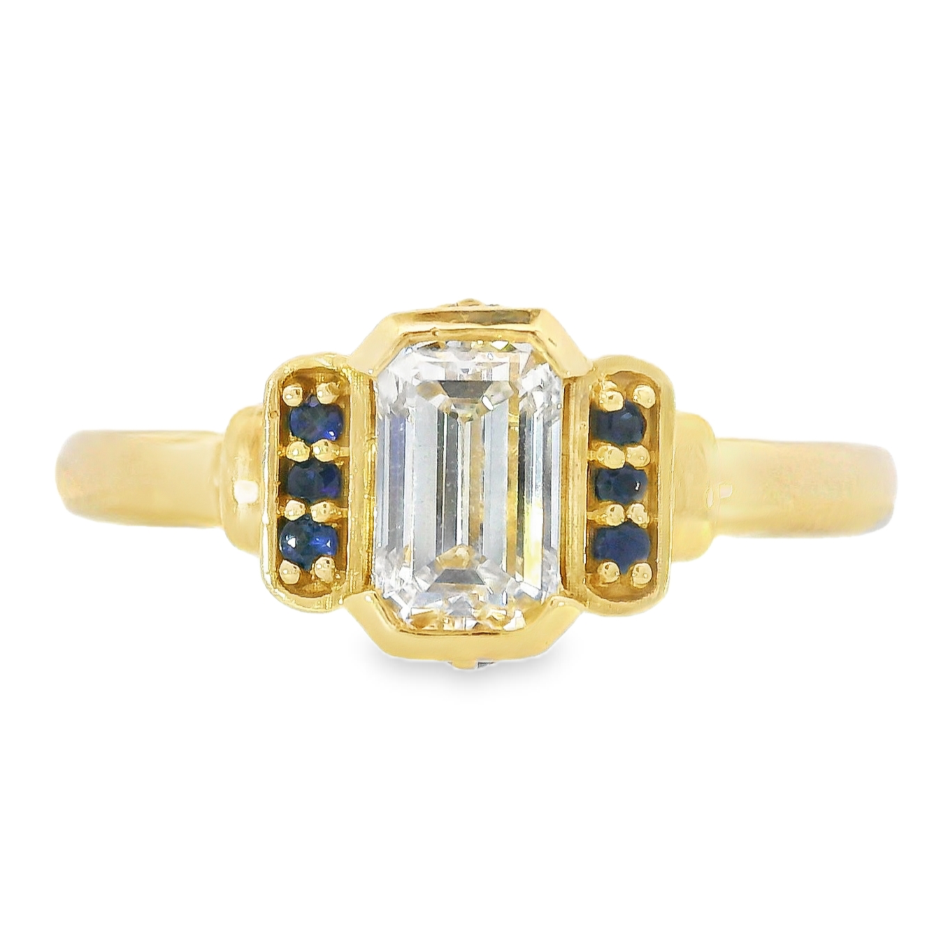 14K Yellow Gold - Emerald Cut Diamond Ring - J34812