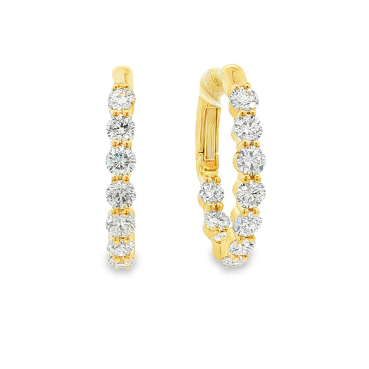 18K Yellow Gold -  Diamond Hoop Earrings - J34938