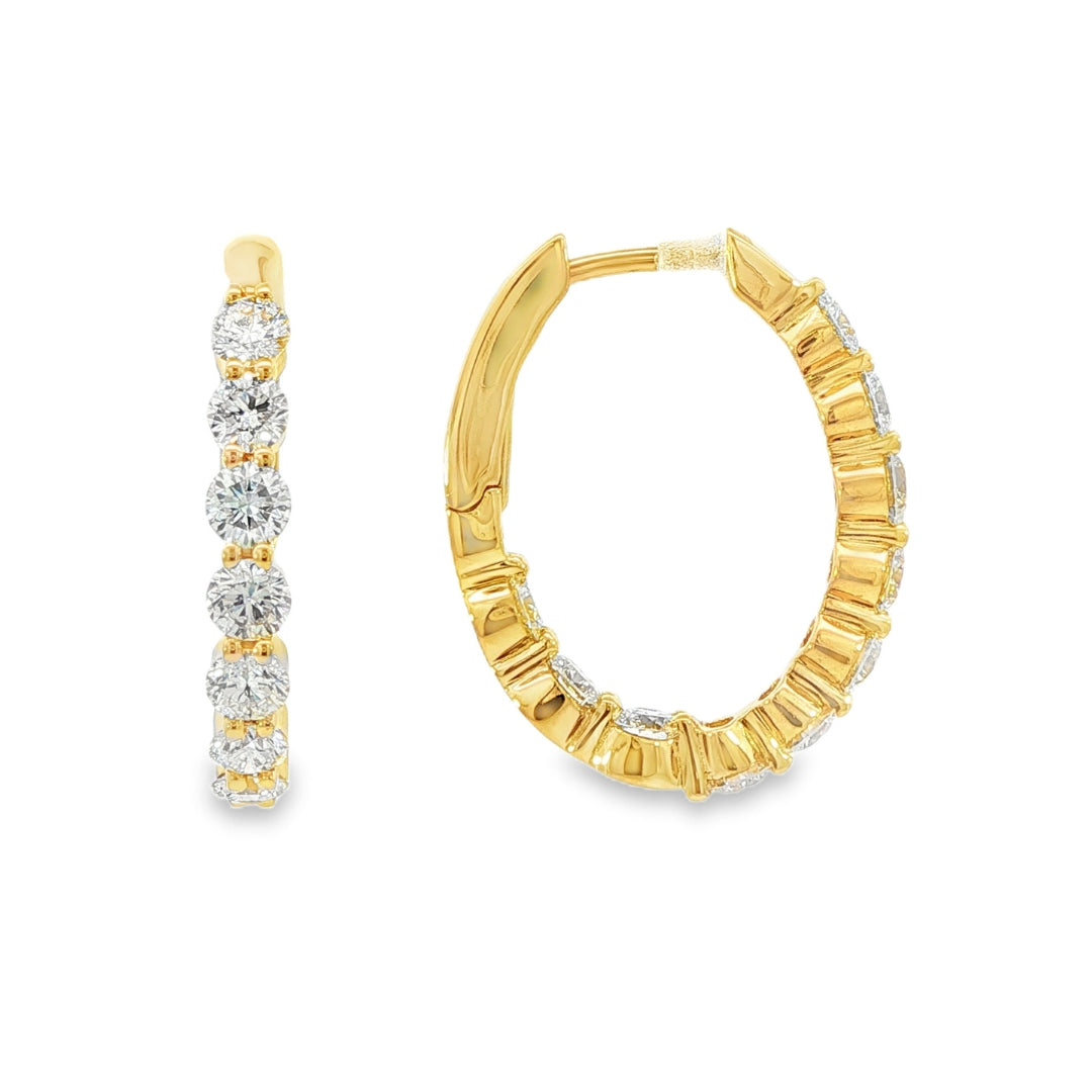 18K Yellow Gold -  Diamond Hoop Earrings - J34938