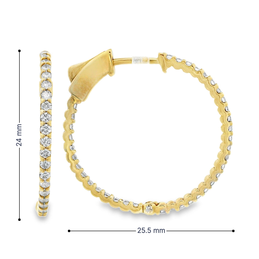 14K Yellow Gold - Diamond Hoop Earrings - J34997