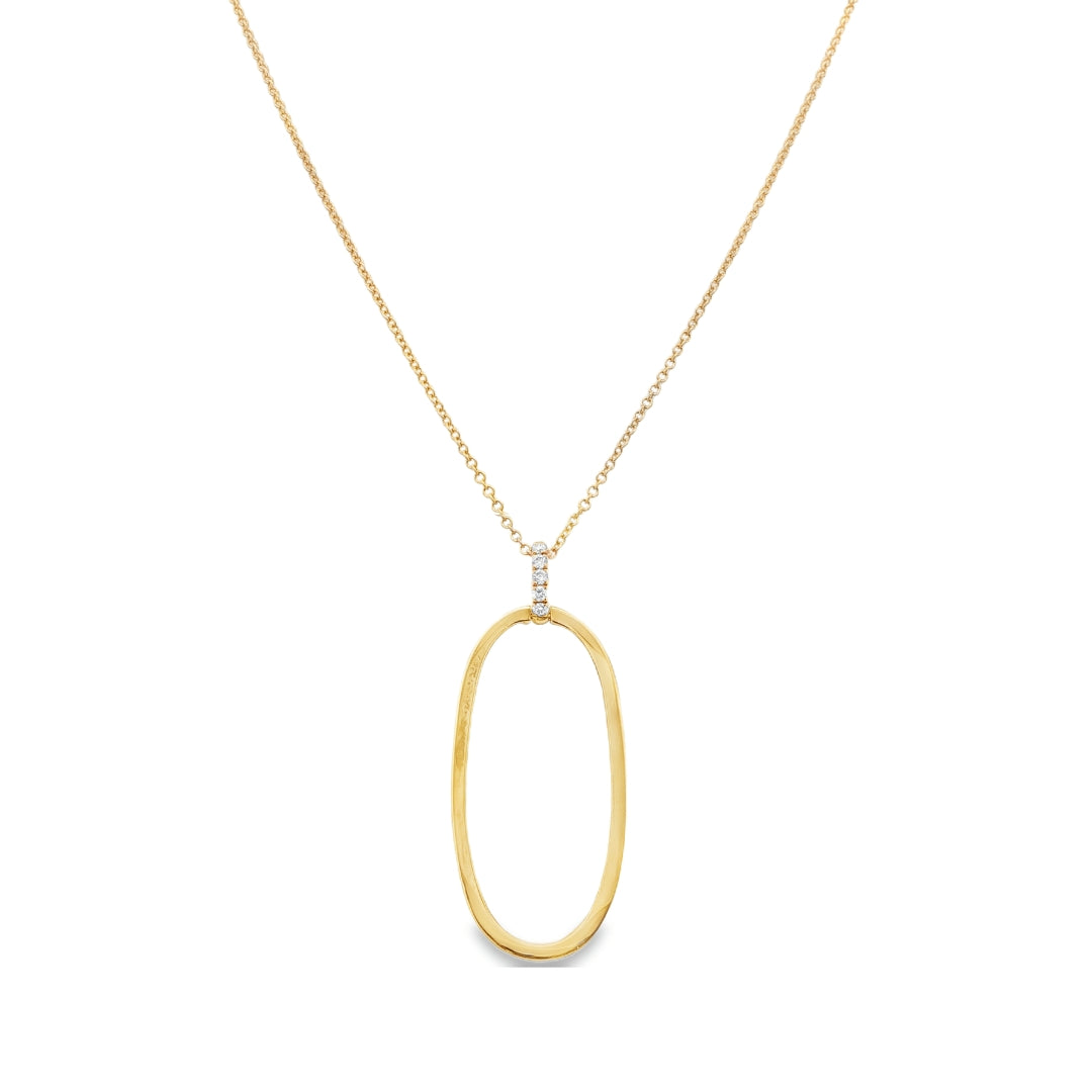 14K Yellow gold necklace and oval pendant with diamond set bail. Item J35007 - ABC Jewelry Co