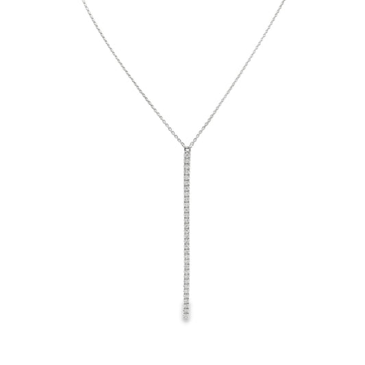 18K White gold necklace with vertical bar pendant set with diamonds, item J35009 - ABC Jewelry Co