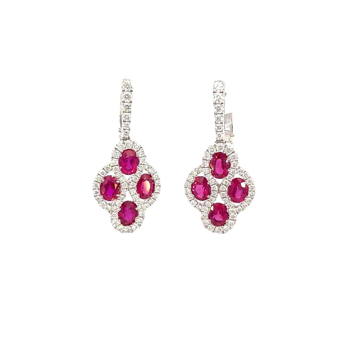 18KW Ruby & Diamond Earrings