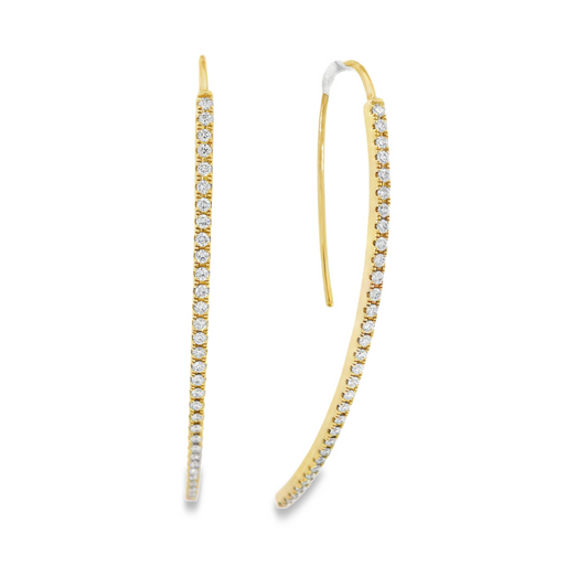 18K Yellow Gold - Diamond Earring - J35118