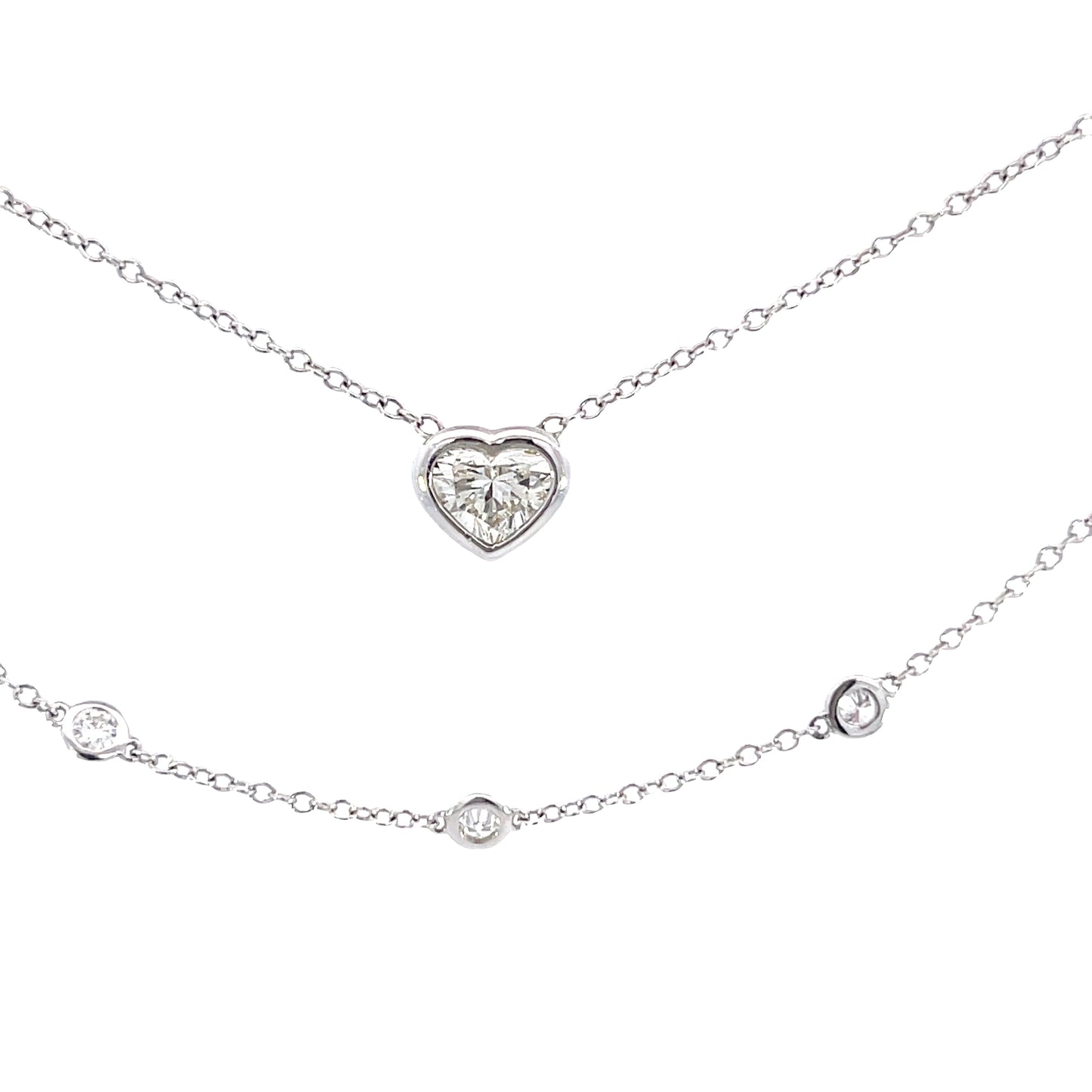 14KW Heart Shaped Diamond By The Yard Necklace