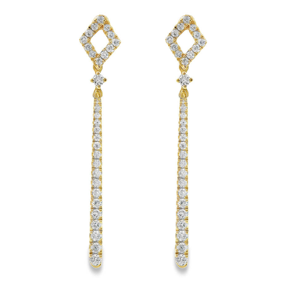 18K Yellow Gold - Diamond Dangle Earrings - J34408