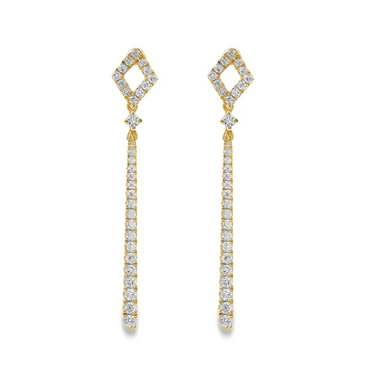 18K Yellow Gold - Diamond Dangle Earrings - J34408