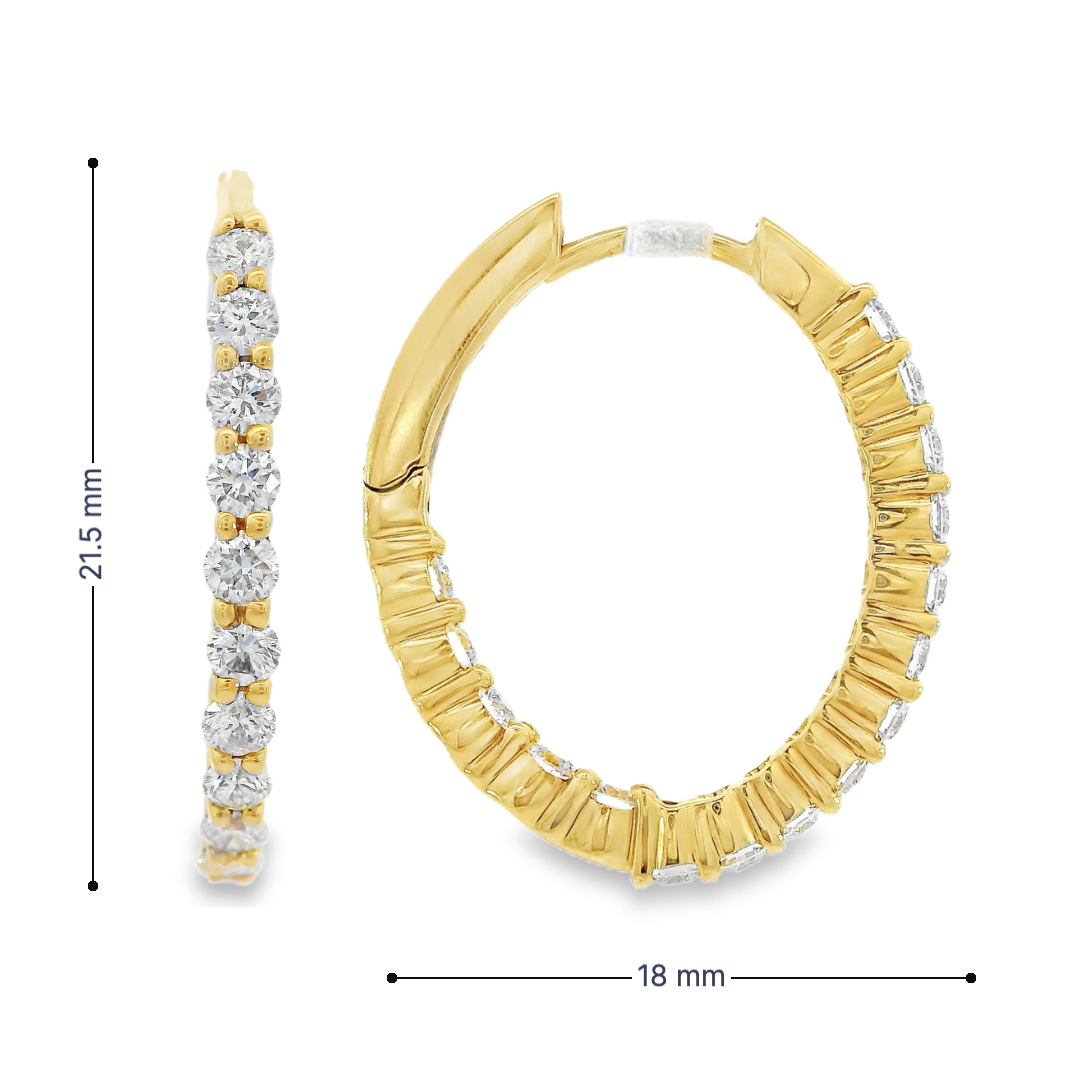 14K Yellow Gold - Diamond Hoop Earrings - J35236