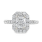18K White Gold - Radiant Cut Diamond Halo Engagement Ring - J35249