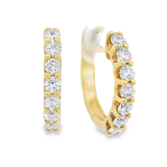 18K Yellow Gold - Diamond Hoop Earrings - J35265