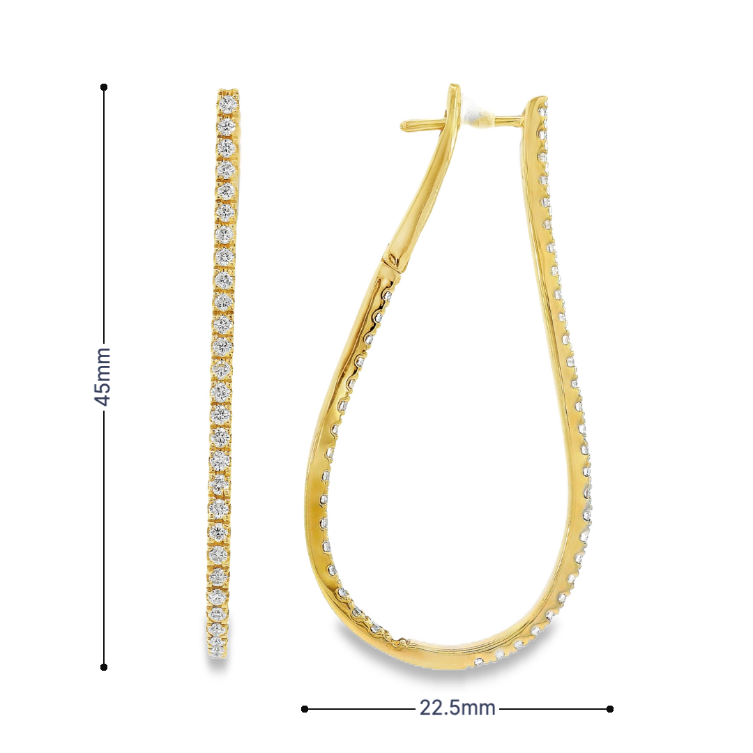 18K Yellow Gold - Diamond Hoop Earrings - J35272
