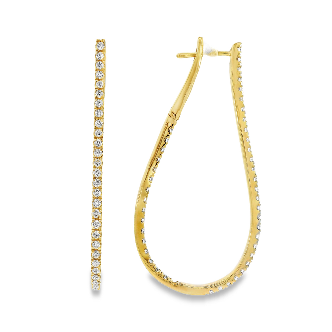 18K Yellow Gold - Diamond Hoop Earrings - J35272