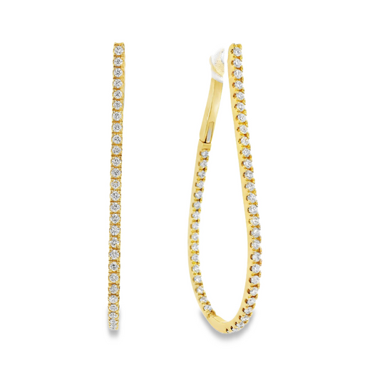 18K Yellow Gold - Diamond Hoop Earrings - J35272