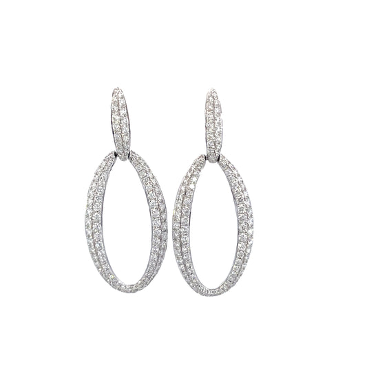 18K White Gold - Diamond Dangle Earrings - J35393