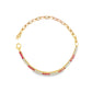 14K Yellow gold chain bracelet with alternating stacks of red rubies and diamonds. Item J35481 - ABC Jewelry Co. 