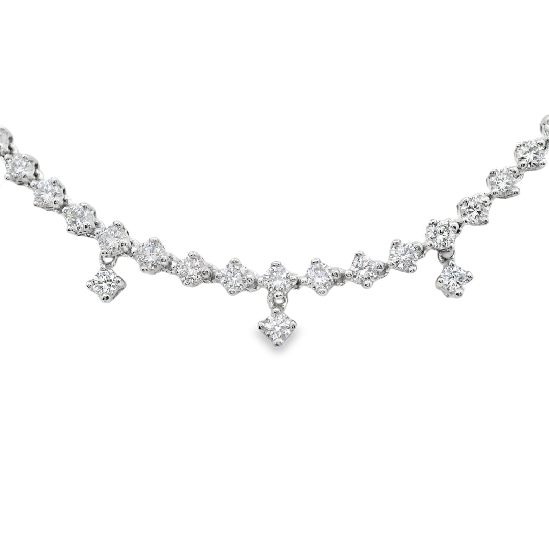 14K White gold bolo necklace set with round brilliant diamonds, item J35484 - ABC Jewelry Co