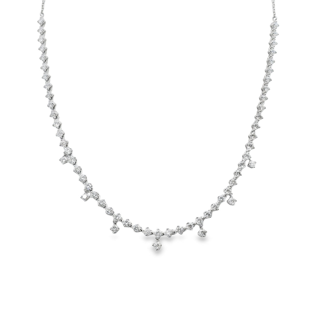 14K White gold bolo necklace set with round brilliant diamonds, item J35484 - ABC Jewelry Co
