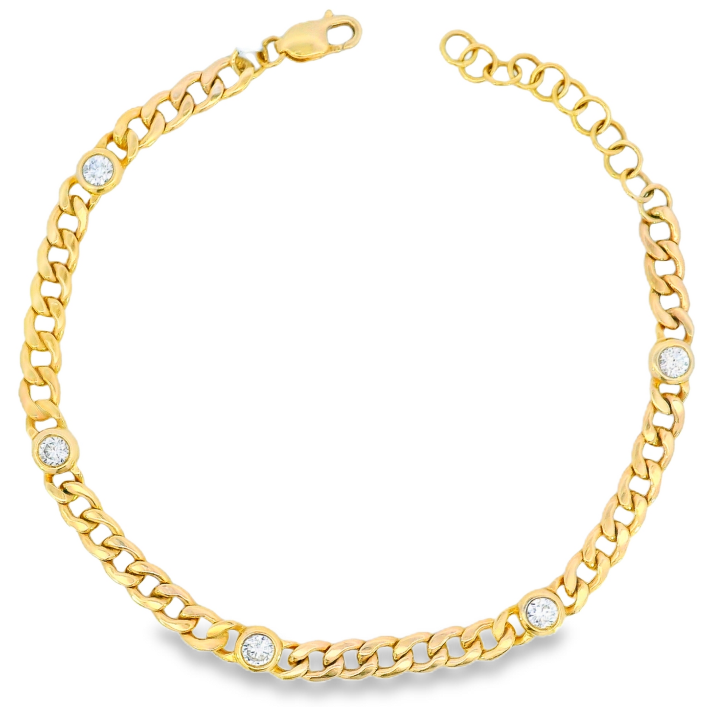 14K Yellow Gold - Diamond Link Bracelet - J35489