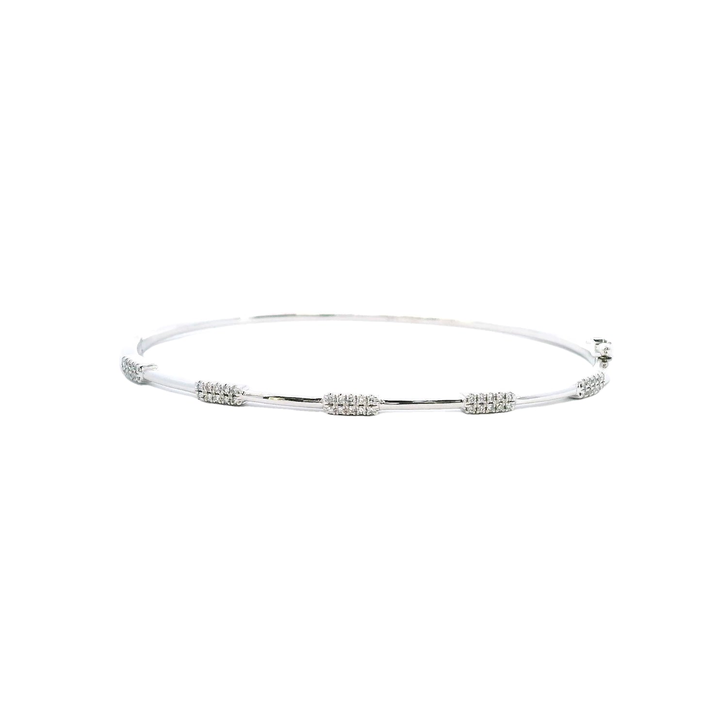 14K White Gold - Diamond Bangle Bracelet - J35494