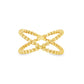 14K Yellow gold ring with crossed beaded bands. Item J35547 - ABC Jewelry Co.