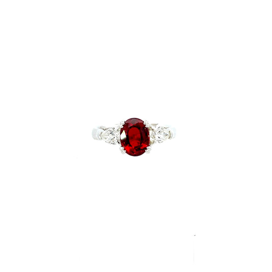 White Gold Oval Ruby and Diamond Ring-J35580