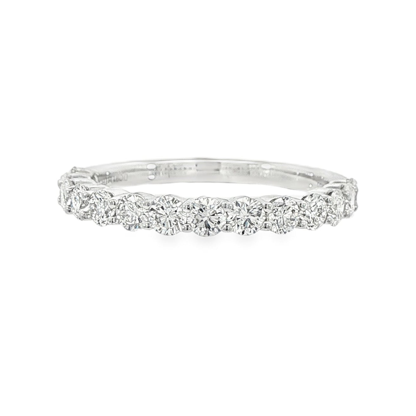 14K White gold band set with round brilliant diamonds. Item J35586 - ABC Jewelry Co. 