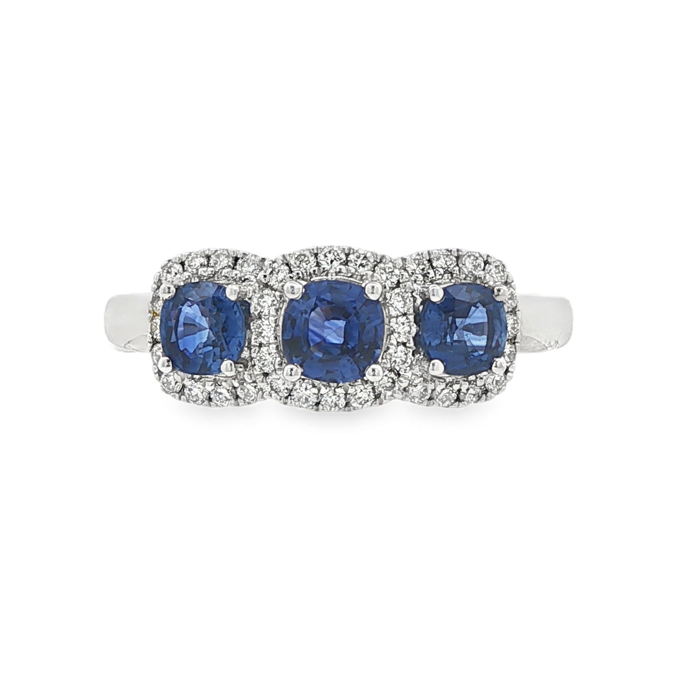 THREE STONE　51602 Three Stone Round Side Stone Diamond Accent Engagement Ring – Kirk