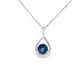 14K White Gold - Round Sapphire Pendant - J35637