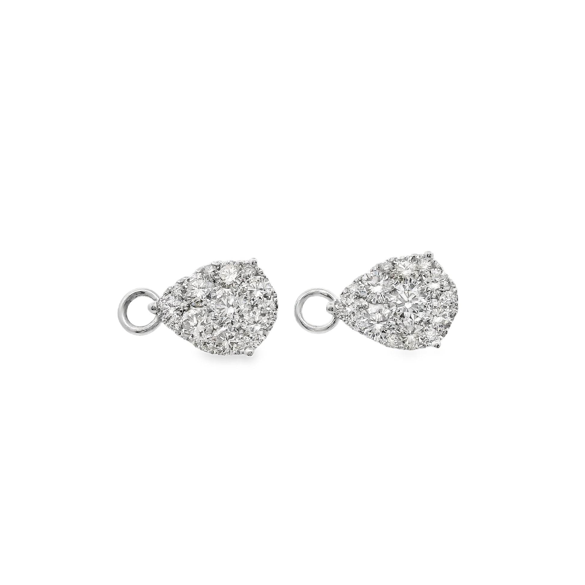 18K White gold earring jackets featuring clusters of diamonds. Item J35758 - ABC Jewelry Co