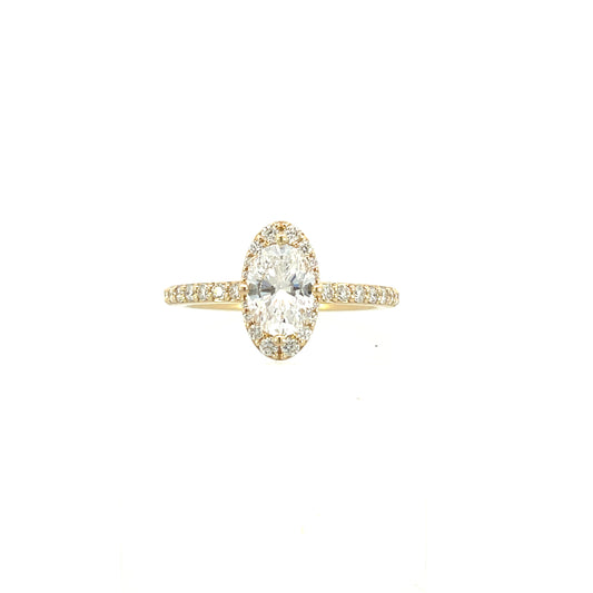 14kt Yellow Gold Oval Shape Halo Ring - J35782