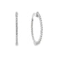 18K White gold delicate hoop earrings set with round brilliant diamonds - item J35792, ABC Jewelry Co