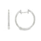 14K White gold hoop earrings accented with a row of round brilliant diamonds. Item J35835 - ABC Jewelry Co. 