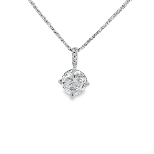14K White Gold - Diamond Pendant - J35845