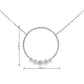 14K White gold circle pendant set with round brilliant diamonds, shown with measurements - ABC Jewelry