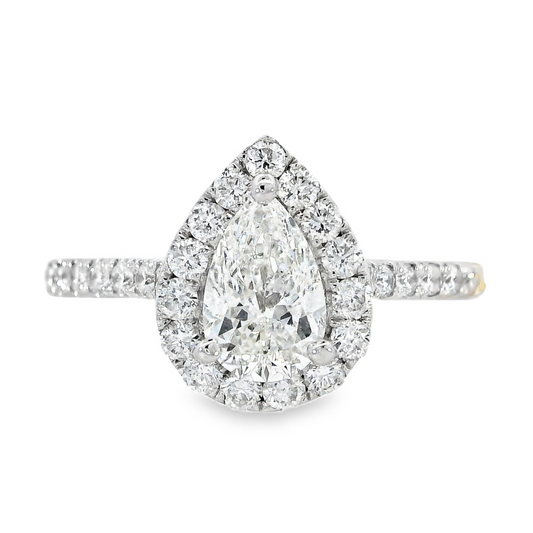 18K White Gold - Pear Shape Diamond Ring - J35948