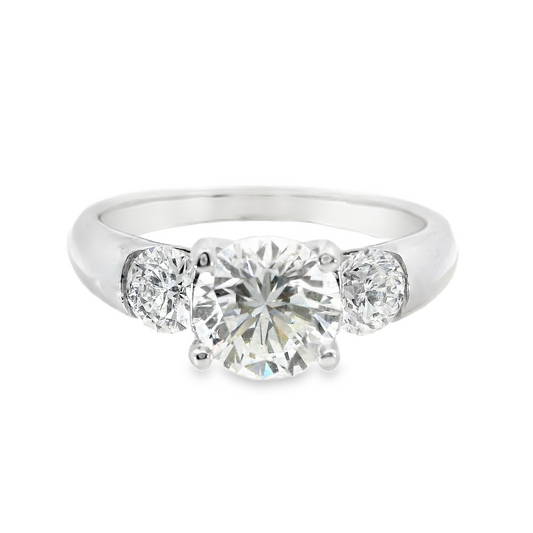 14K White Gold - Three Stone Ring - J35962