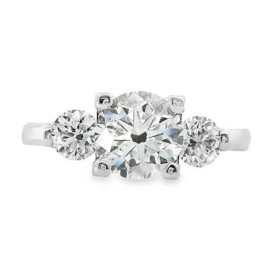14K White Gold - Three Stone Ring - J35963