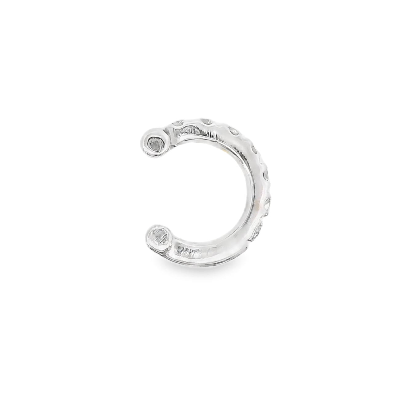 14K White gold ear cuff set with round brilliant diamonds - item J36011, ABC Jewelry Co
