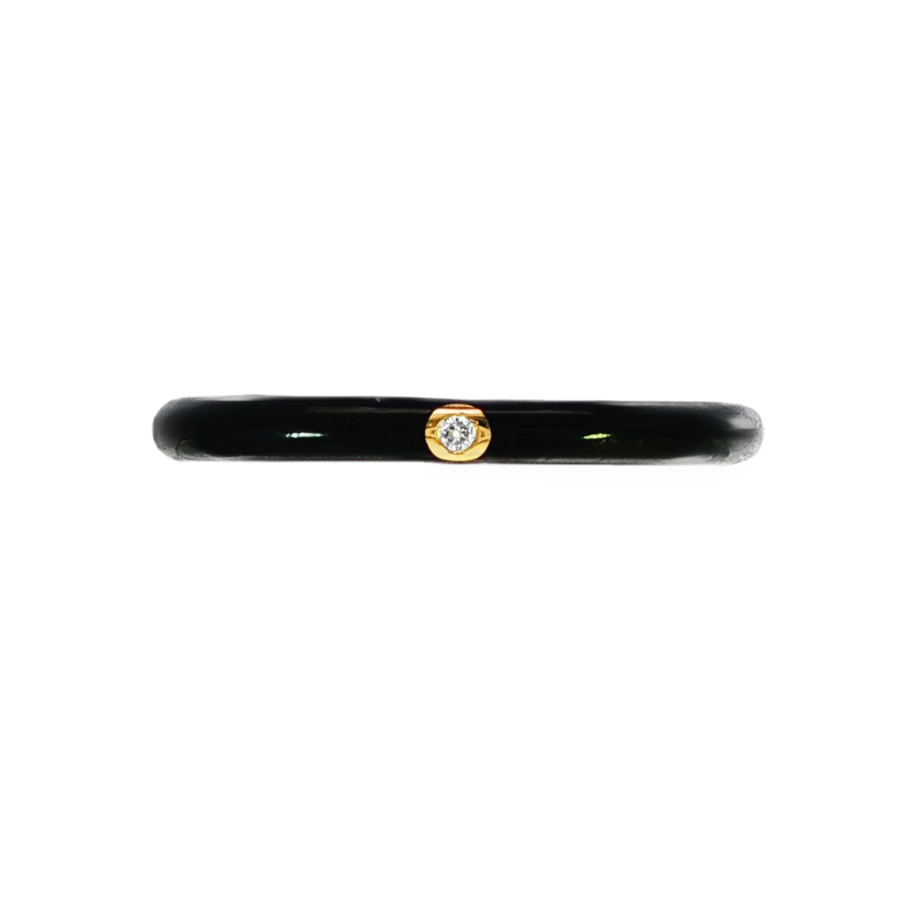 14K Yellow gold and black enamel band set with one natural mined diamond. Item J36022 - ABC Jewelry Co. 