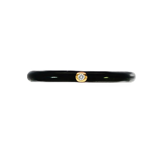 14K Yellow gold and black enamel band set with one natural mined diamond. Item J36022 - ABC Jewelry Co. 