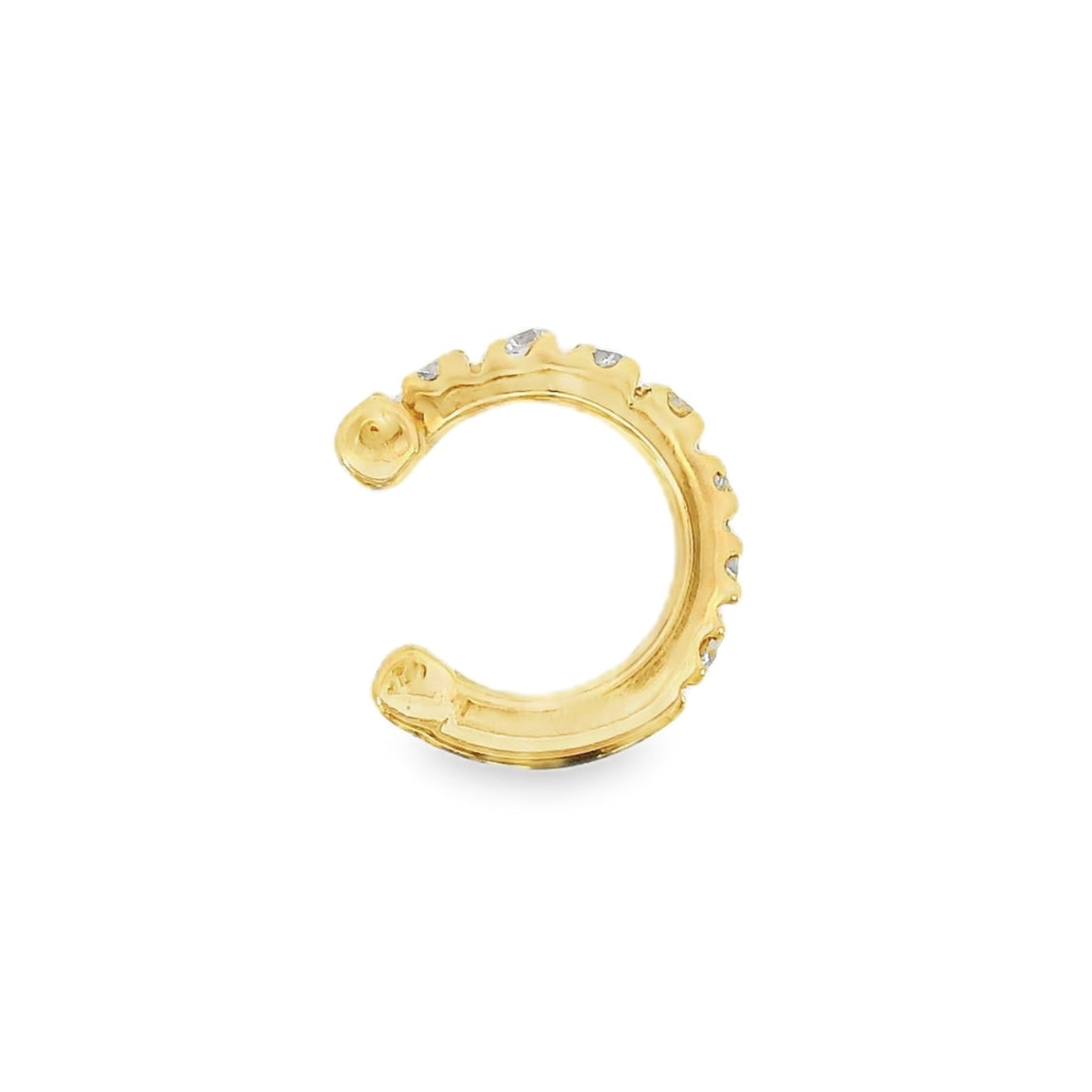 18K Yellow gold ear cuff set with round brilliant diamonds, item J36033 - ABC Jewelry Co. 