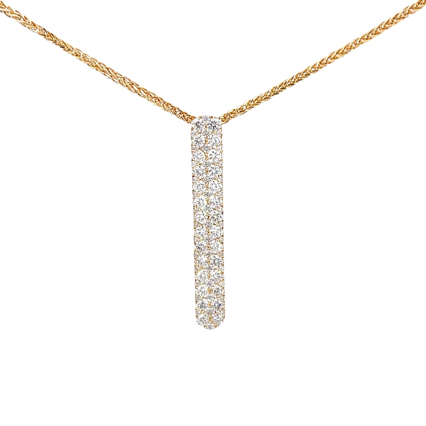14 kt yellow gold diamond pave necklace