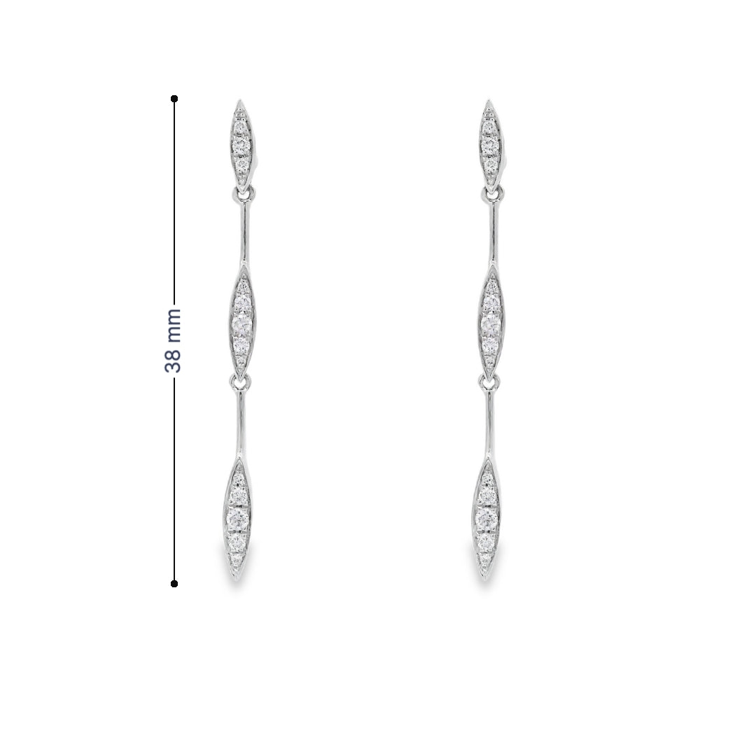 14K White Gold - Diamond Dangle Earrings - J36044