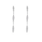 14K White gold dangle earrings with sets of round brilliant diamonds set along the length. Item J36044 - ABC Jewelry Co