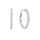 18K White gold hoop earrings set with a row of round brilliant diamonds. Item J36133 - ABC Jewelry Co. 