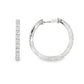 18K White gold hoop earrings set with a row of round brilliant diamonds. Item J36133 - ABC Jewelry Co. 