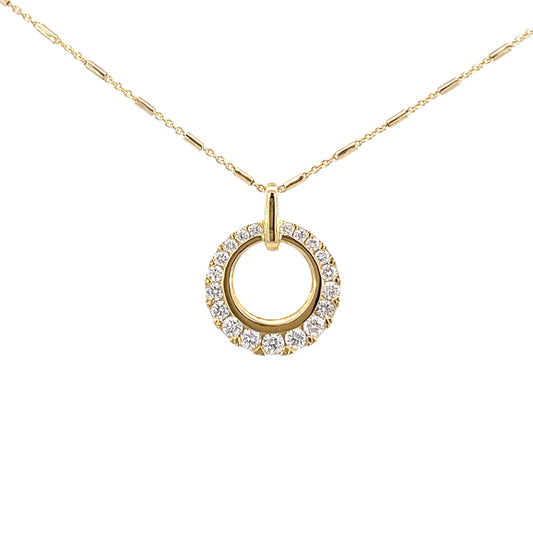 18KY Circular Diamond Pendant